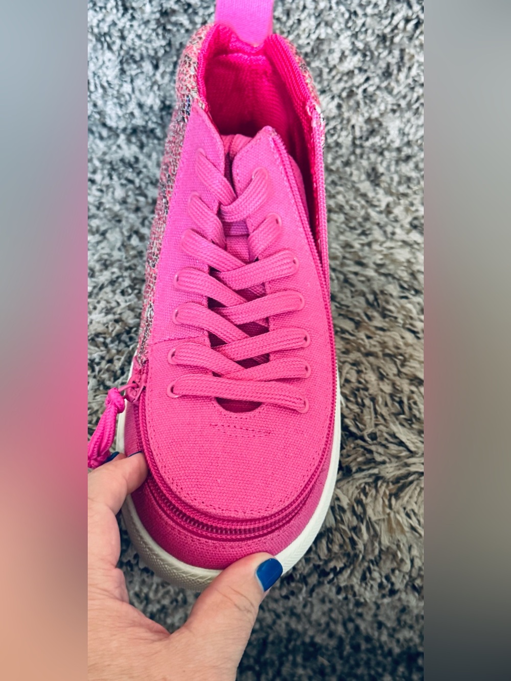 Billy Brand ! Bright Pink Kids High-Top Shoe Accessory with Glitter Panels - Picture 9 of 11